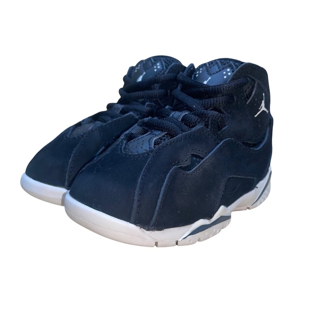 Air Jordan Kids Black Suede Sneakers Lace-Up Basketball Shoes Size 7C - Picture 3 of 8